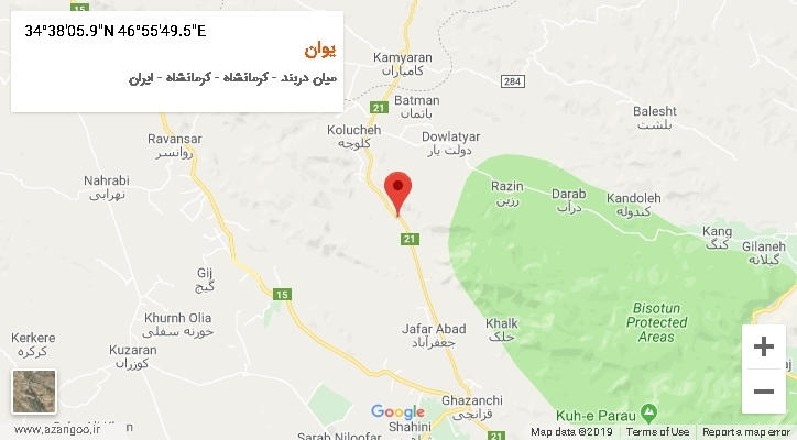 روستای یوان بر روی نقشه