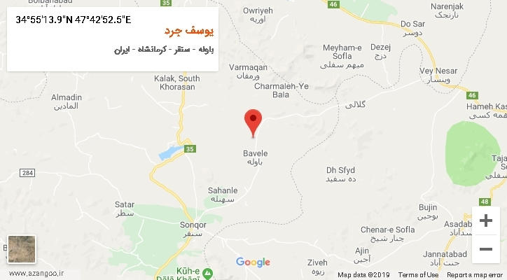 روستای یوسف جرد بر روی نقشه
