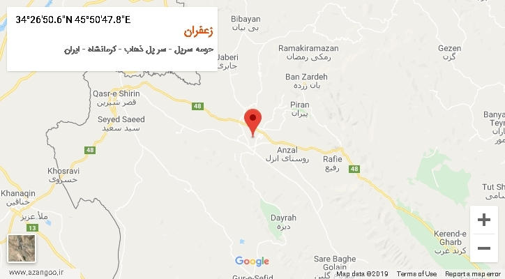 روستای زعفران بر روی نقشه