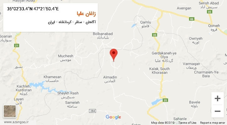 روستای زاغان علیا بر روی نقشه