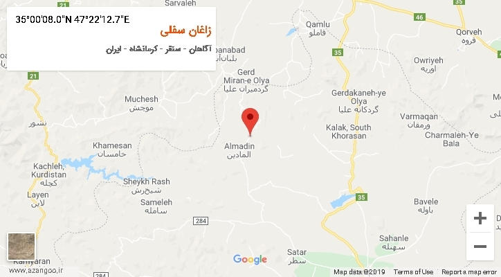 روستای زاغان سفلی بر روی نقشه