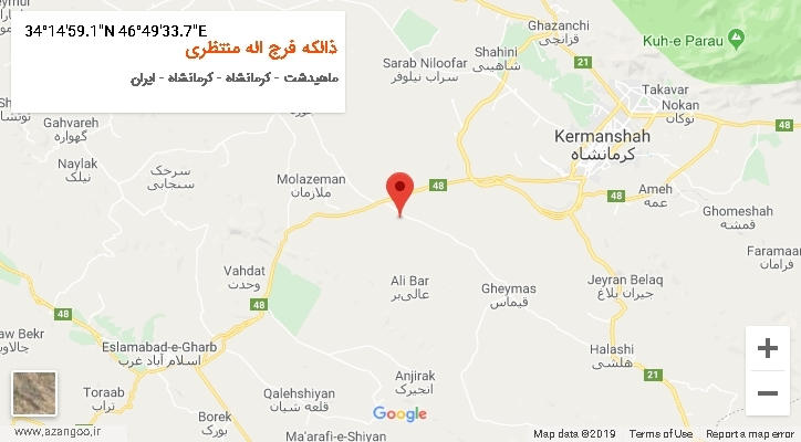 روستای ذالکه فرج اله منتظری بر روی نقشه