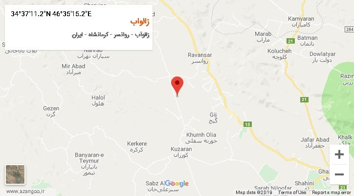 روستای زالواب بر روی نقشه