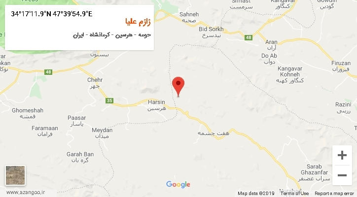 روستای زازم علیا بر روی نقشه