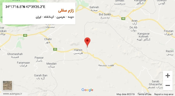 روستای زازم سفلی بر روی نقشه