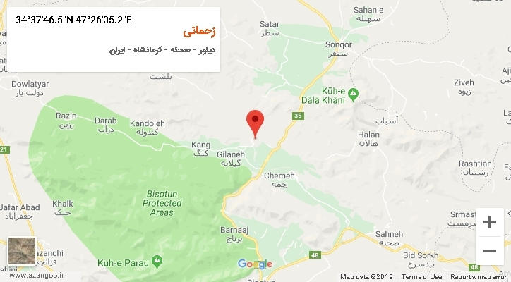 روستای زحمانی بر روی نقشه