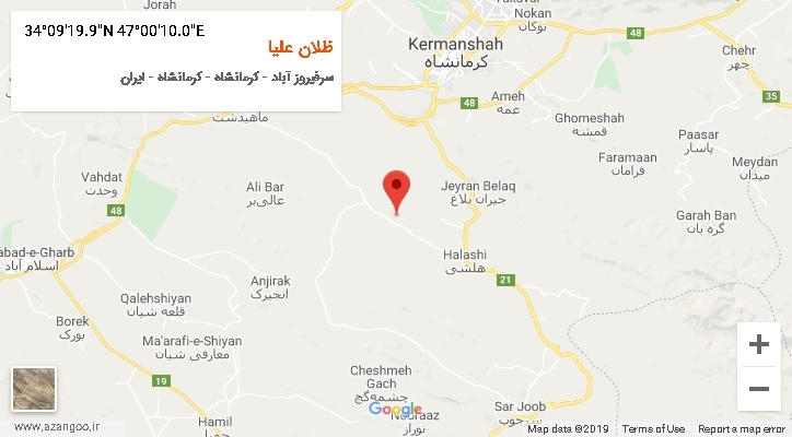 روستای ظلان علیا بر روی نقشه