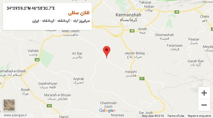 روستای ظلان سفلی بر روی نقشه