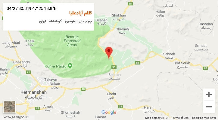 روستای ظلم آبادعلیا بر روی نقشه