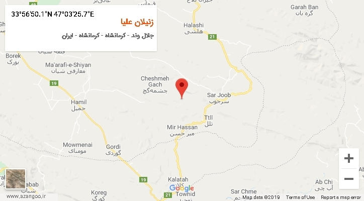 روستای زنیلان علیا بر روی نقشه