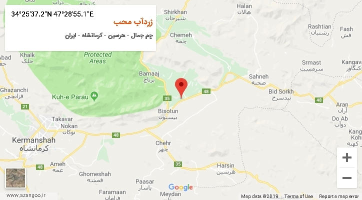 روستای زردآب محب بر روی نقشه