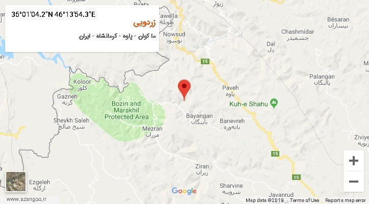 روستای زردویی بر روی نقشه