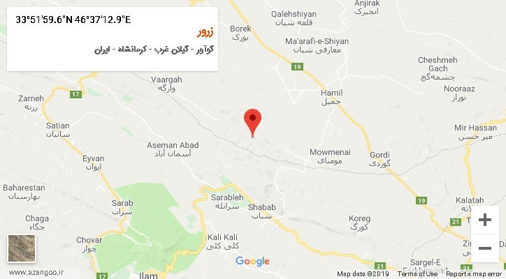 روستای زرور بر روی نقشه