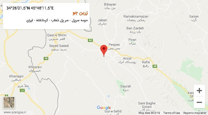 روستای زرین جو بر روی نقشه