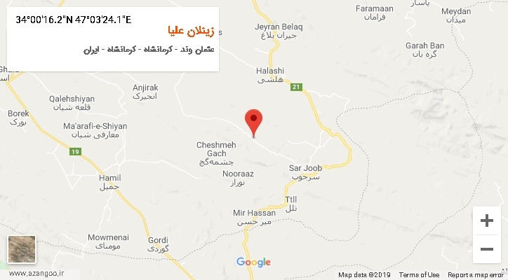 روستای زینلان علیا بر روی نقشه