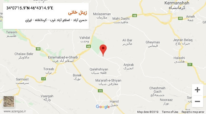 روستای زینل خانی بر روی نقشه