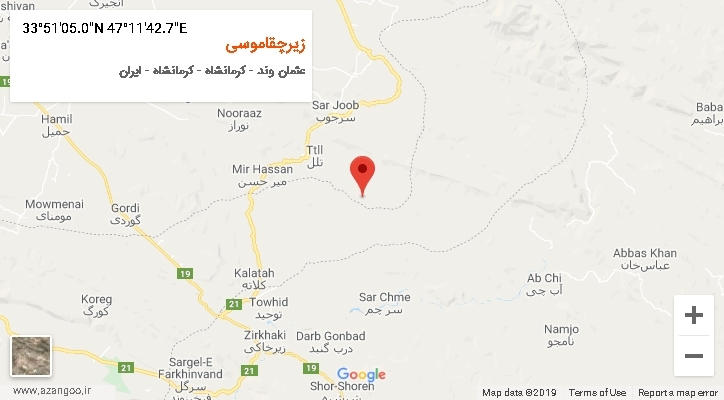 روستای زیرچقاموسی بر روی نقشه