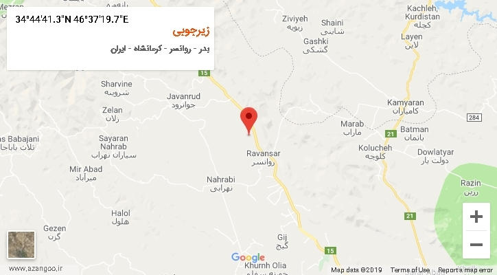 روستای زیرجوبی بر روی نقشه