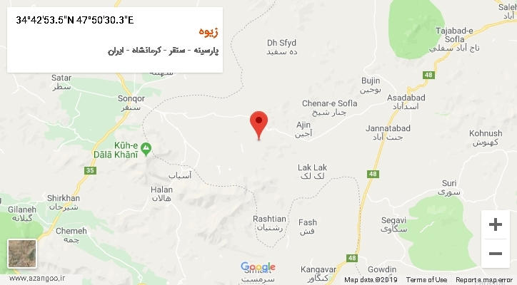 روستای زیوه بر روی نقشه