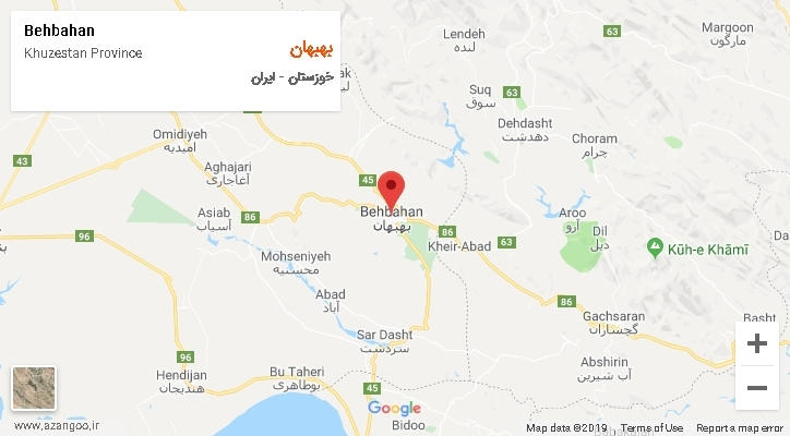 شهرستان بهبهان بر روی نقشه