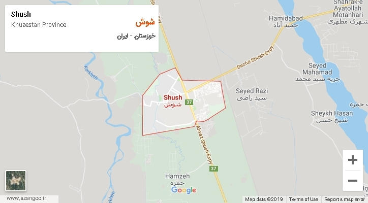 شهرستان شوش بر روی نقشه