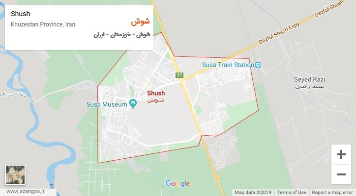 شهر شوش بر روی نقشه