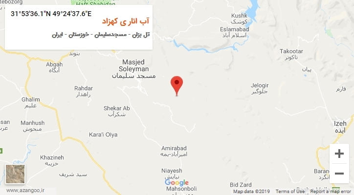 روستای آب انار ی کهزاد بر روی نقشه