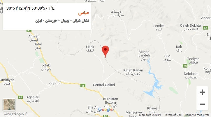 روستای عباس بر روی نقشه