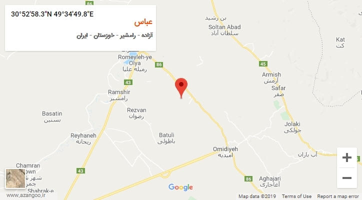 روستای عباس بر روی نقشه