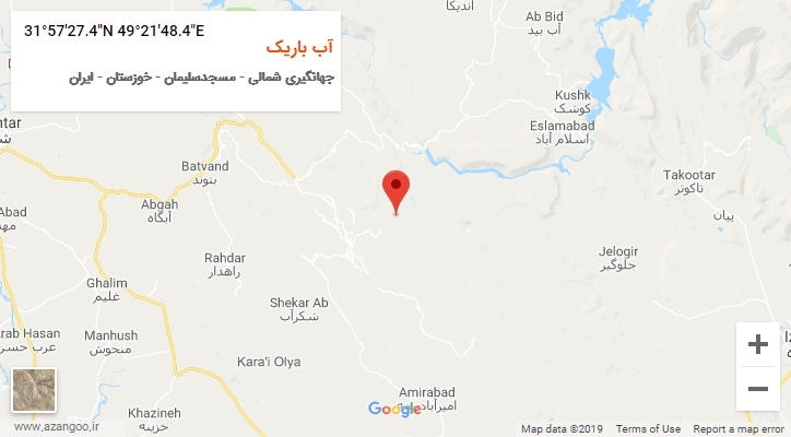 روستای آب باریک بر روی نقشه