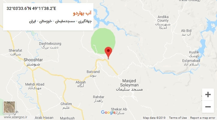 روستای آب بهاردو بر روی نقشه