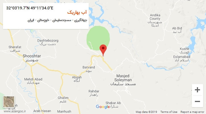 روستای آب بهاریک بر روی نقشه