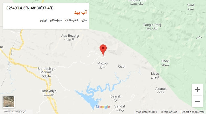 روستای آب بید بر روی نقشه