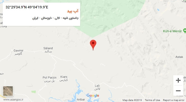روستای آب بید بر روی نقشه
