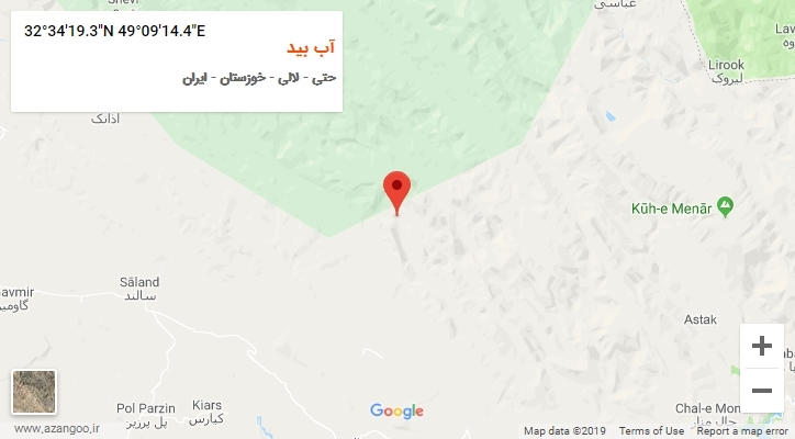 روستای آب بید بر روی نقشه