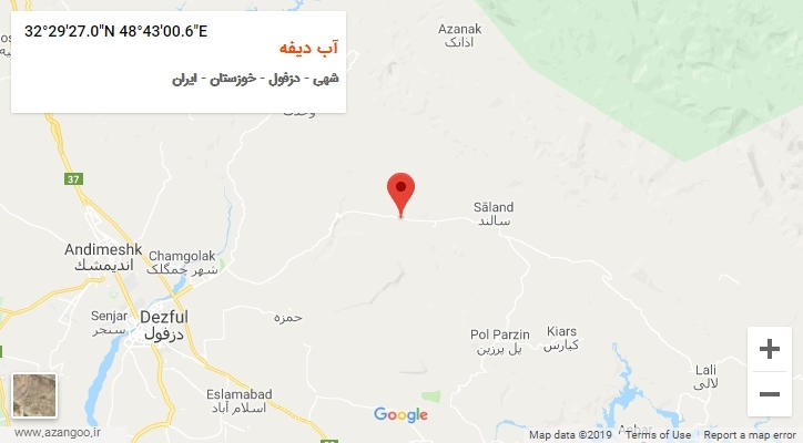روستای آب دیفه بر روی نقشه