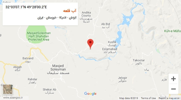 روستای آب قلعه بر روی نقشه
