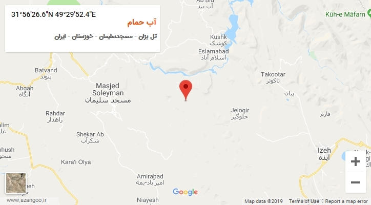 روستای آب حمام بر روی نقشه