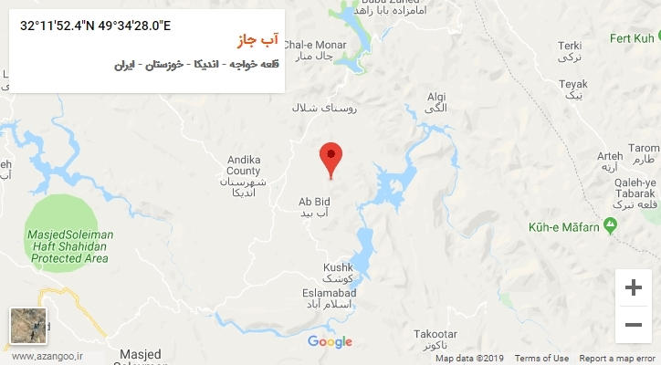روستای آب جاز بر روی نقشه