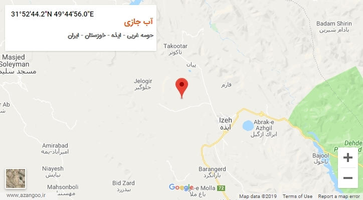 روستای آب جازی بر روی نقشه