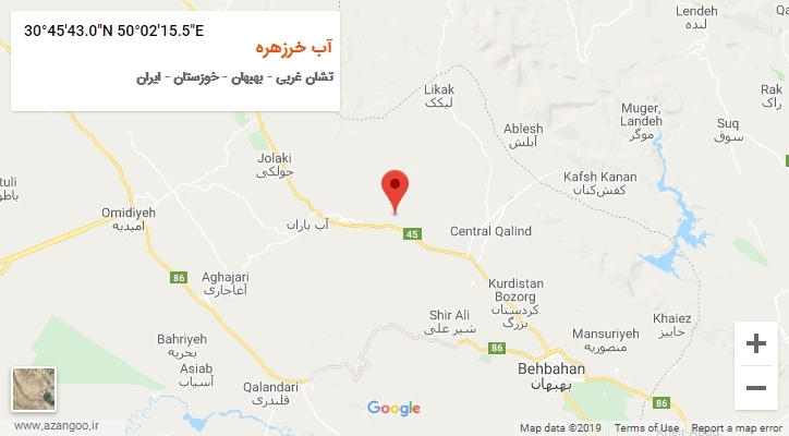 روستای آب خرزهره بر روی نقشه