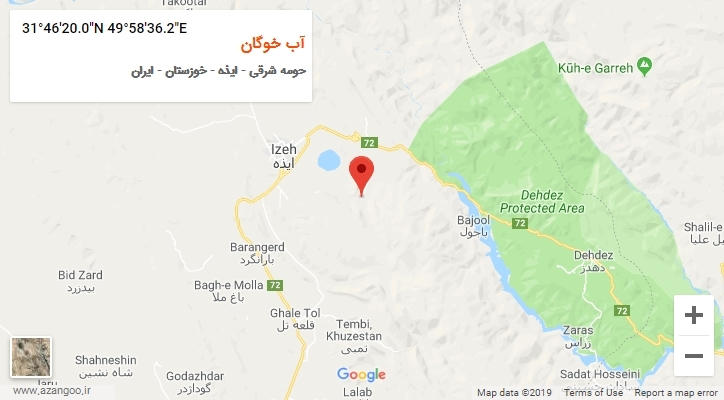 روستای آب خوگان بر روی نقشه