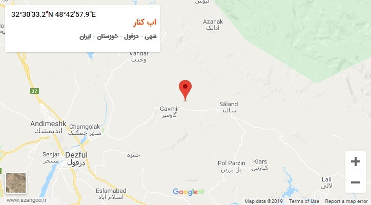 روستای اب کنار بر روی نقشه