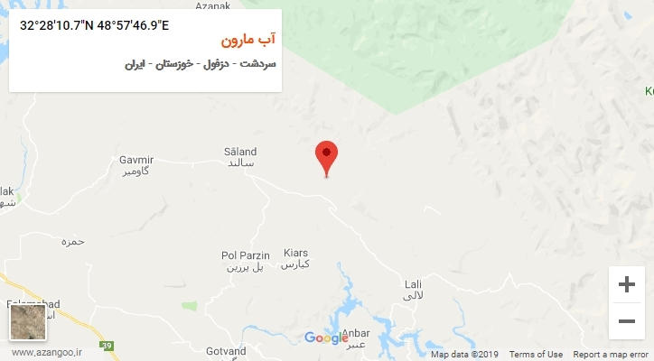 روستای آب مارون بر روی نقشه