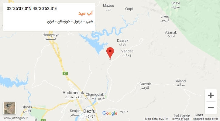 روستای آب مید بر روی نقشه
