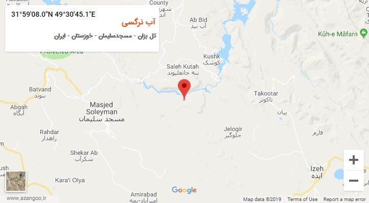 روستای آب نرگسی بر روی نقشه