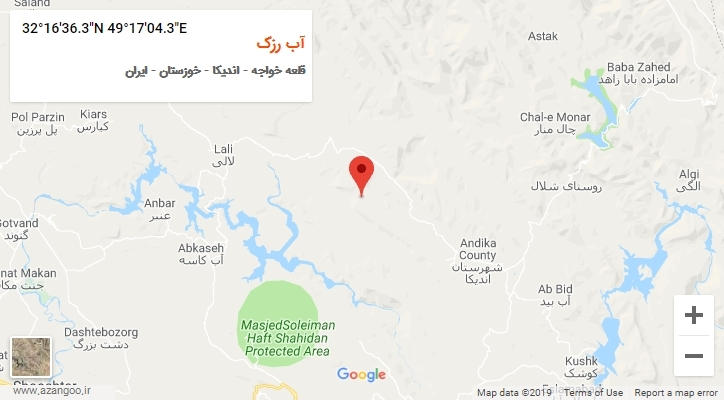 روستای آب رزک بر روی نقشه