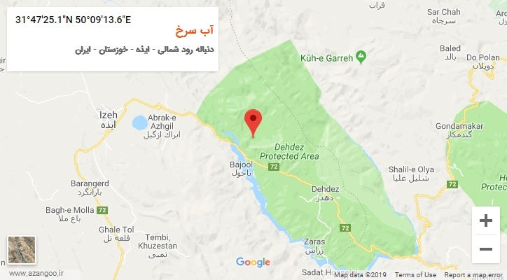 روستای آب سرخ بر روی نقشه