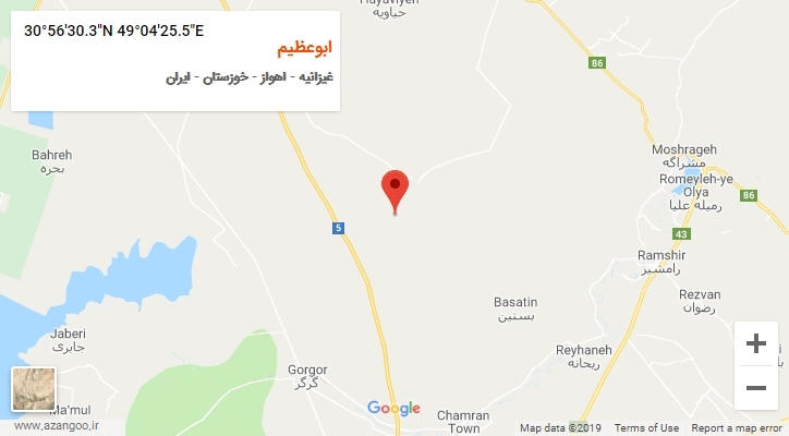 روستای ابوعظیم بر روی نقشه