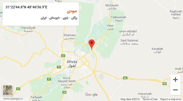 روستای عبودی بر روی نقشه